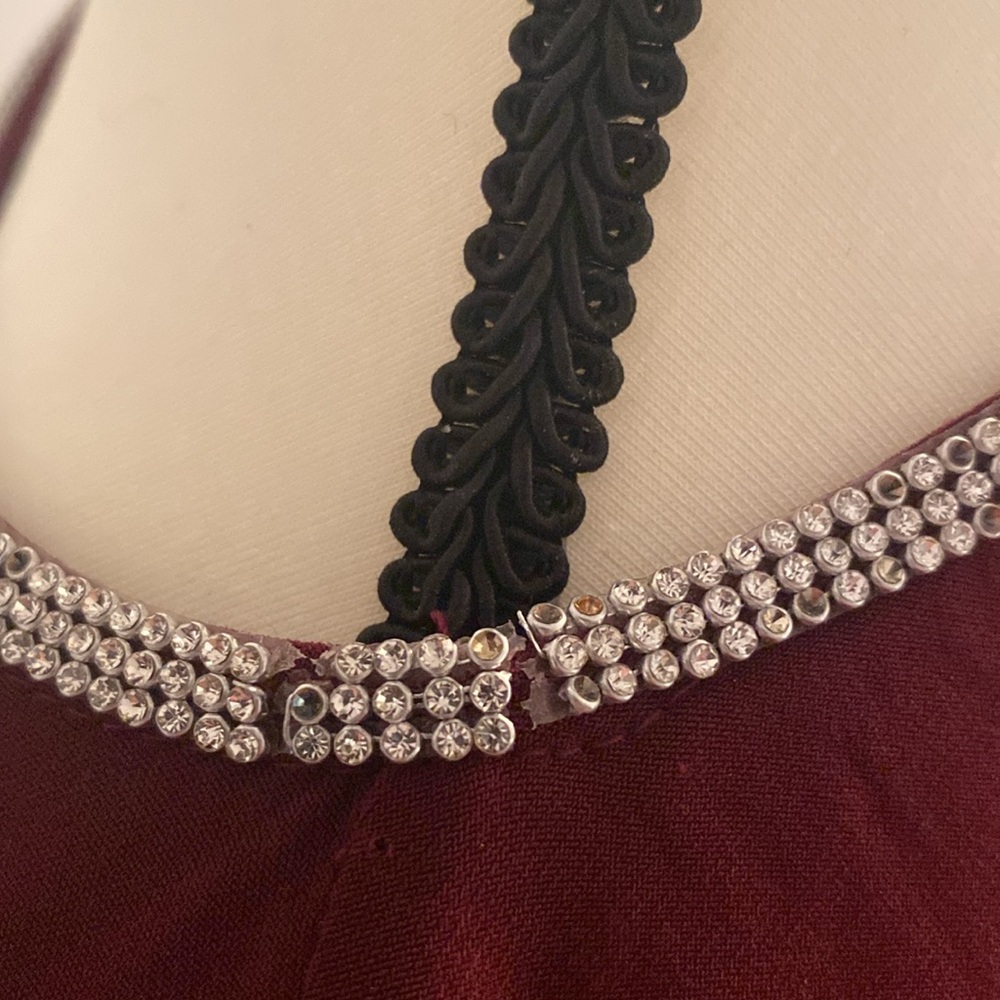 Badgley Mischka studio size small dress maroon with silver stones - Picture 9 of 15